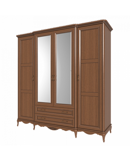 Шкаф 4х дверный с выступом с 2-мя зеркалами "Эмили"